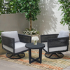 International Concepts Outdoor 3 Piece Patio Furniture Set with an End Table and 2 Swivel Rocking Chairs KODOT-12RE-201SW-2